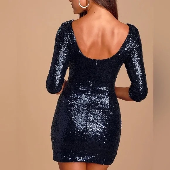 [Lulus] Navy sparkly mini dress - Picture 2 of 6